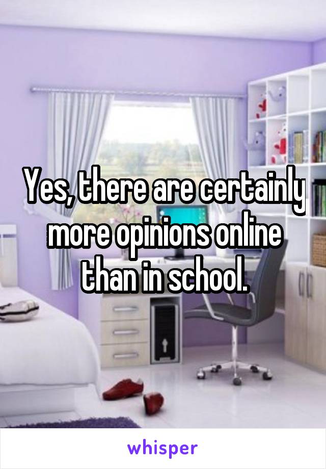 Yes, there are certainly more opinions online than in school.