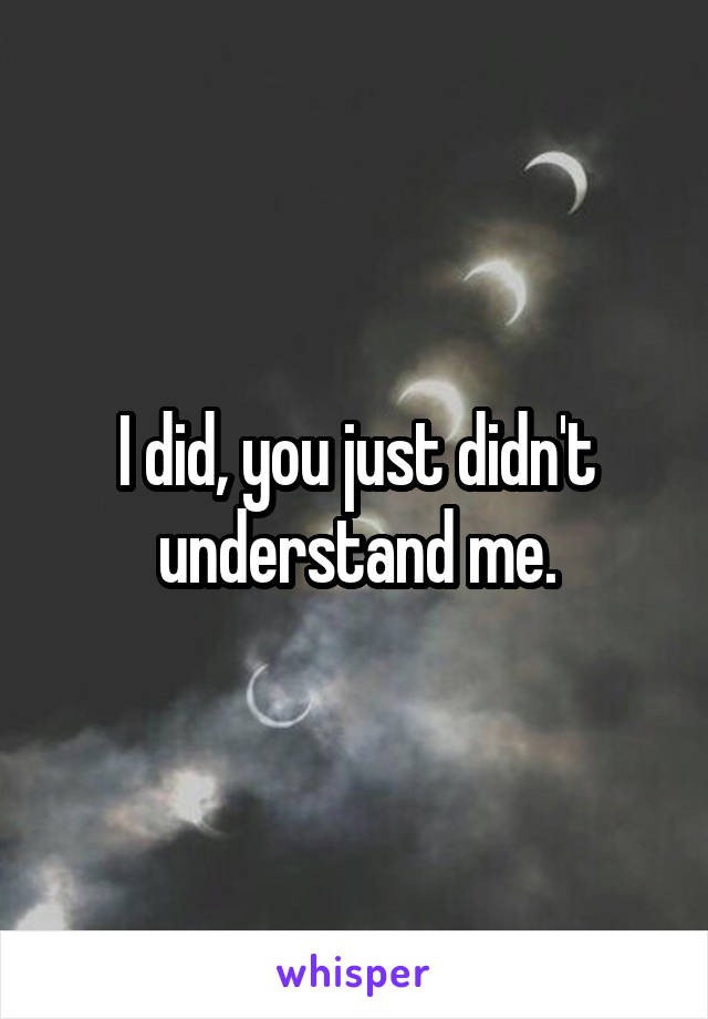 I did, you just didn't understand me.