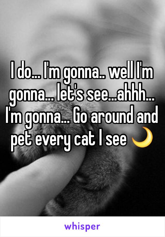 I do... I'm gonna.. well I'm gonna... let's see...ahhh... I'm gonna... Go around and pet every cat I see 🌙