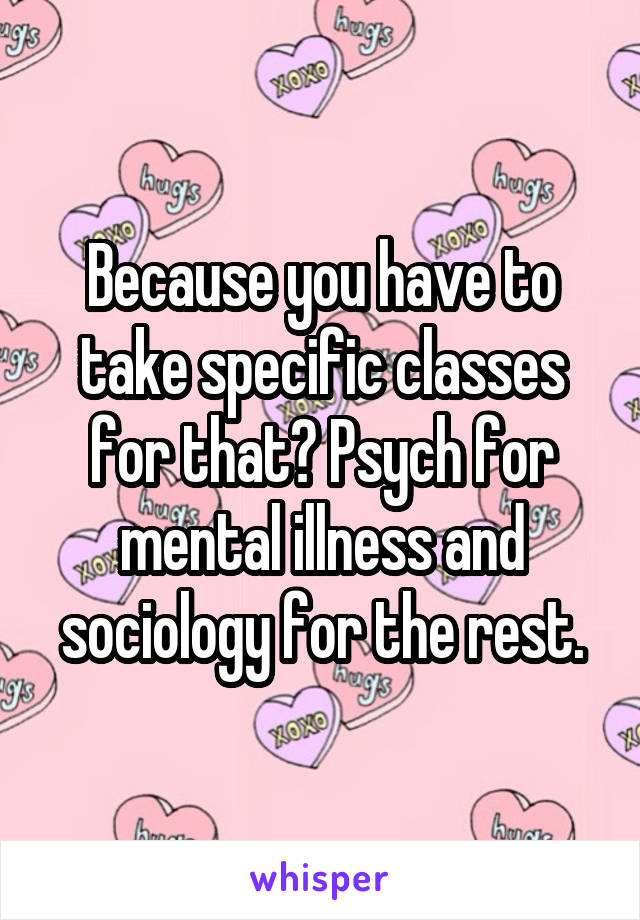 Because you have to take specific classes for that? Psych for mental illness and sociology for the rest.