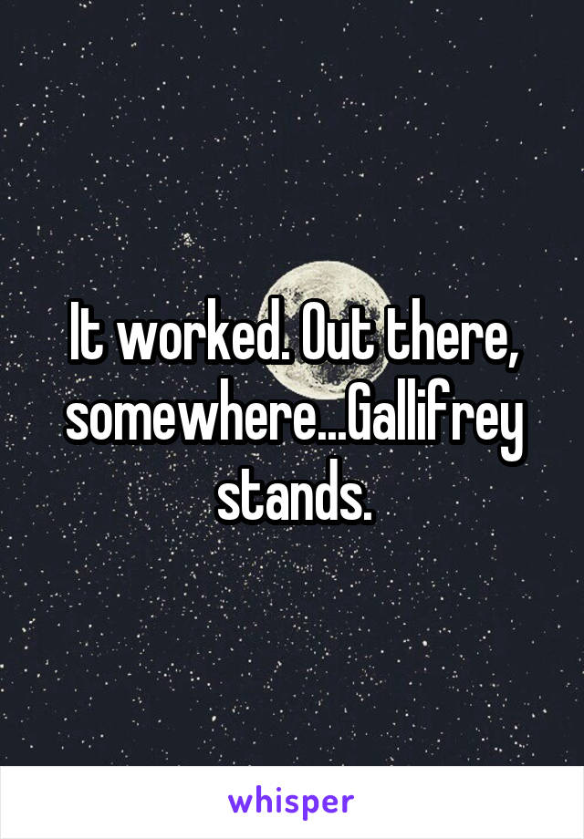 It worked. Out there, somewhere...Gallifrey stands.