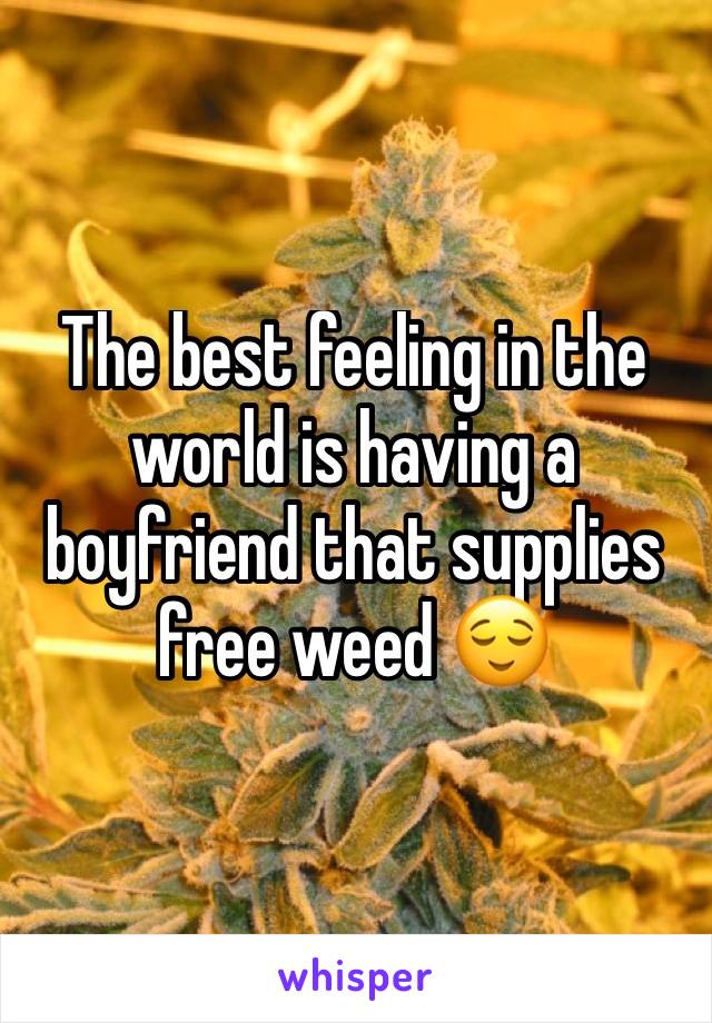 The best feeling in the world is having a boyfriend that supplies free weed 😌