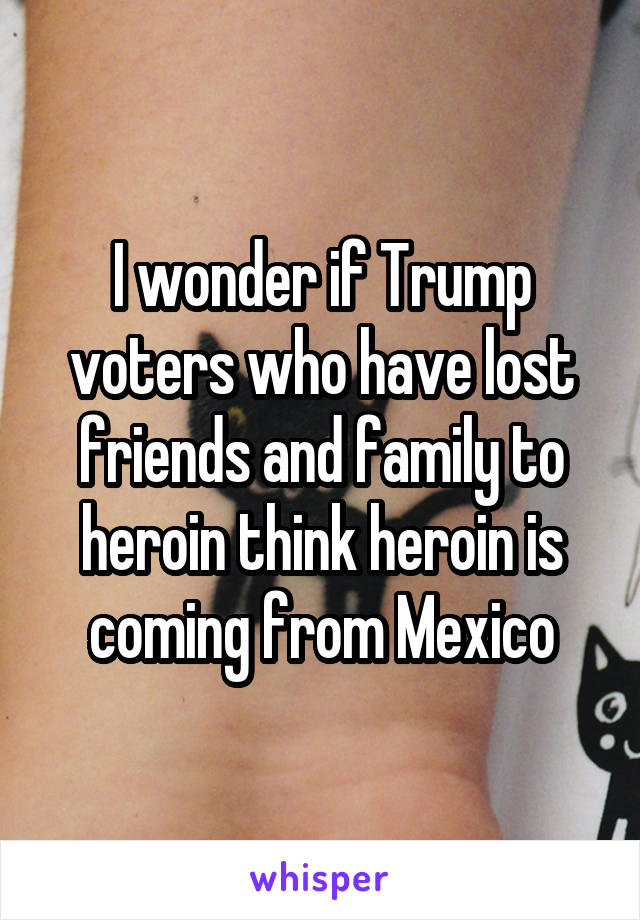 I wonder if Trump voters who have lost friends and family to heroin think heroin is coming from Mexico