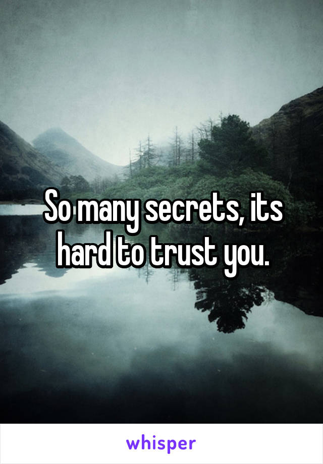 So many secrets, its hard to trust you.
