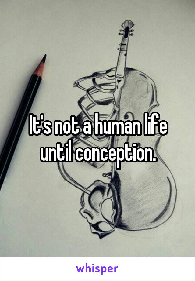 It's not a human life until conception.