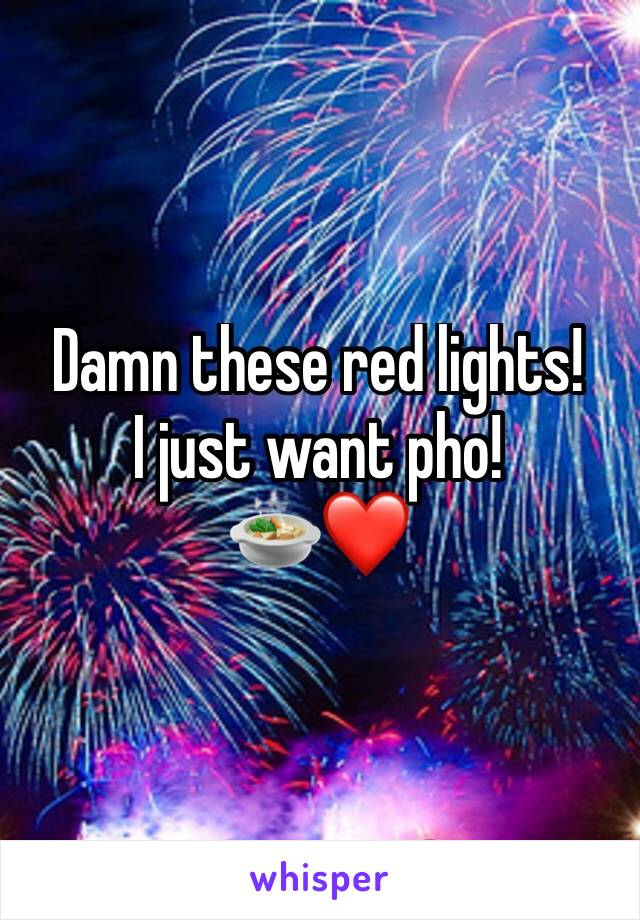 Damn these red lights! 
I just want pho!
🍲❤