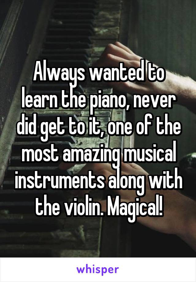 Always wanted to learn the piano, never did get to it, one of the most amazing musical instruments along with the violin. Magical!