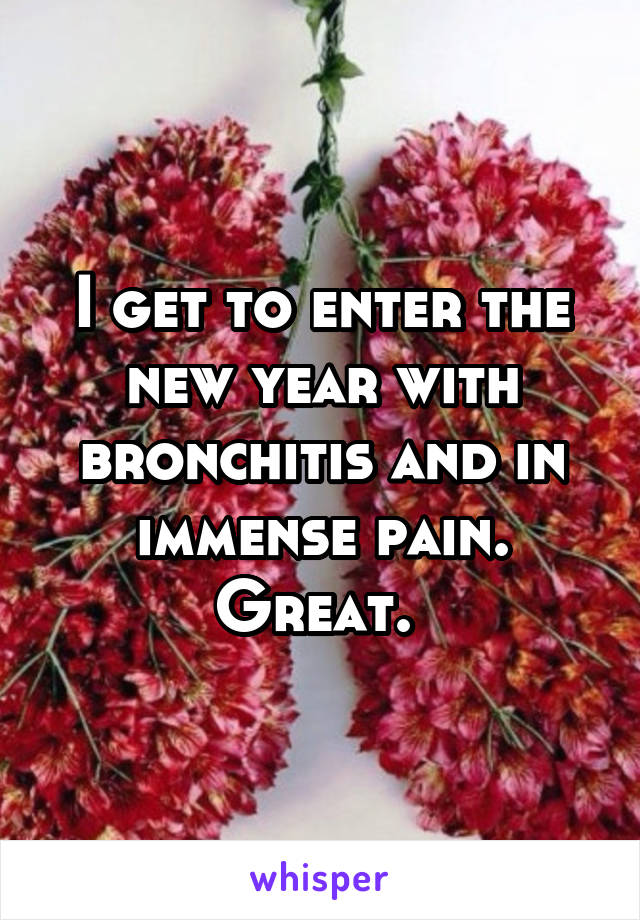 I get to enter the new year with bronchitis and in immense pain. Great. 