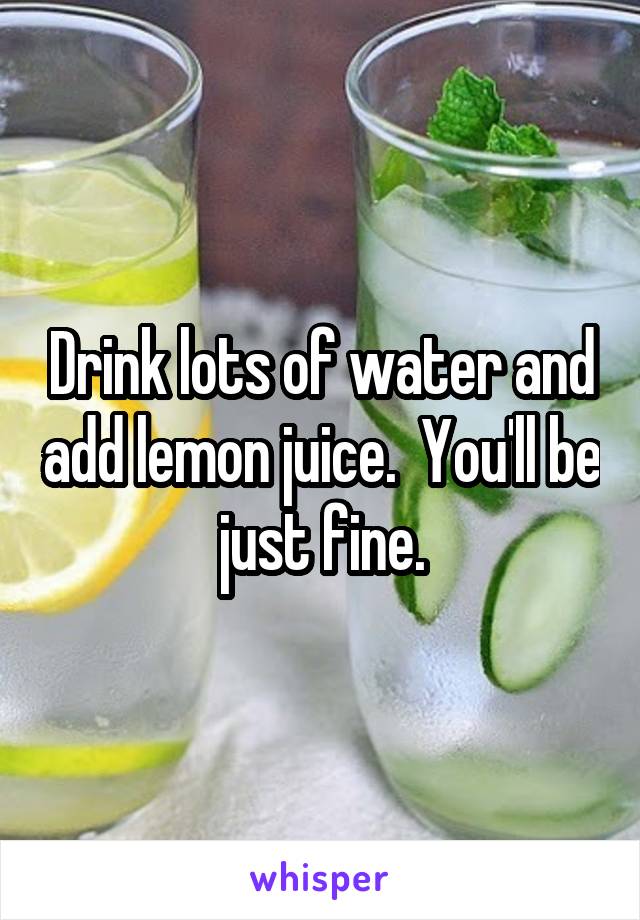 Drink lots of water and add lemon juice.  You'll be just fine.