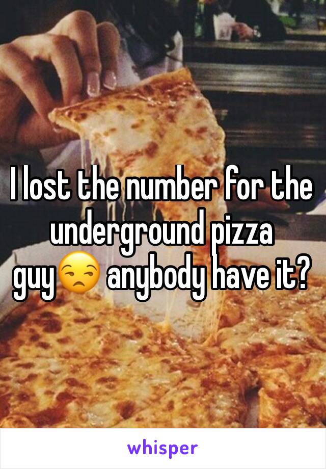 I lost the number for the underground pizza guy😒 anybody have it? 