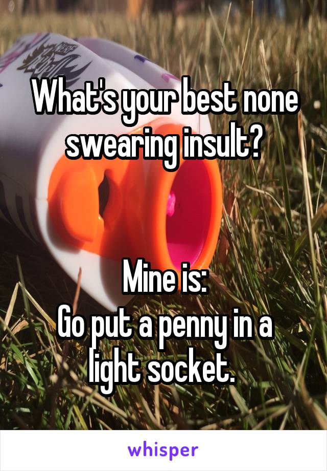 What's your best none swearing insult?


Mine is:
Go put a penny in a light socket. 