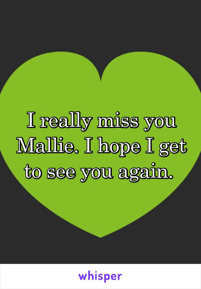 I really miss you Mallie. I hope I get to see you again. 