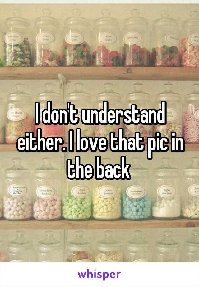 I don't understand either. I love that pic in the back 