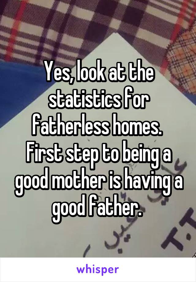 Yes, look at the statistics for fatherless homes.  First step to being a good mother is having a good father. 