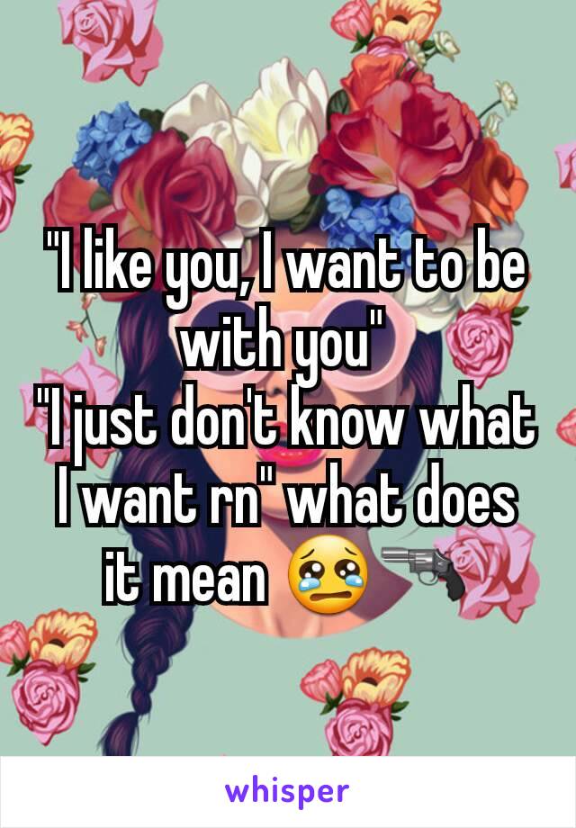 "I like you, I want to be with you" 
"I just don't know what I want rn" what does it mean 😢🔫