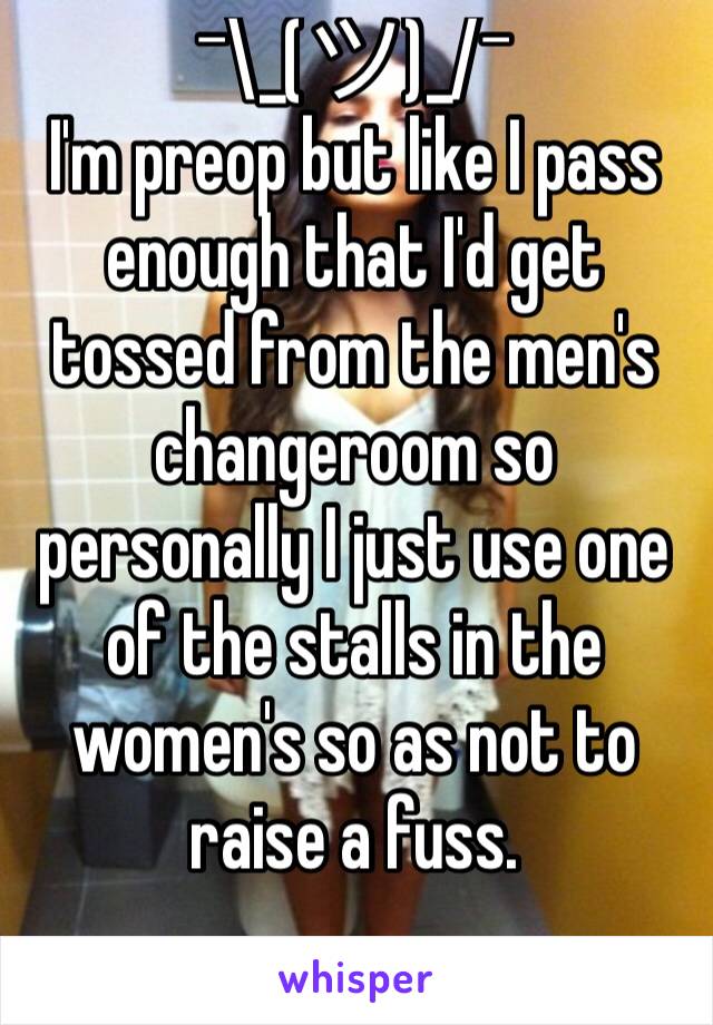 ¯\_(ツ)_/¯
I'm preop but like I pass enough that I'd get tossed from the men's changeroom so personally I just use one of the stalls in the women's so as not to raise a fuss.
