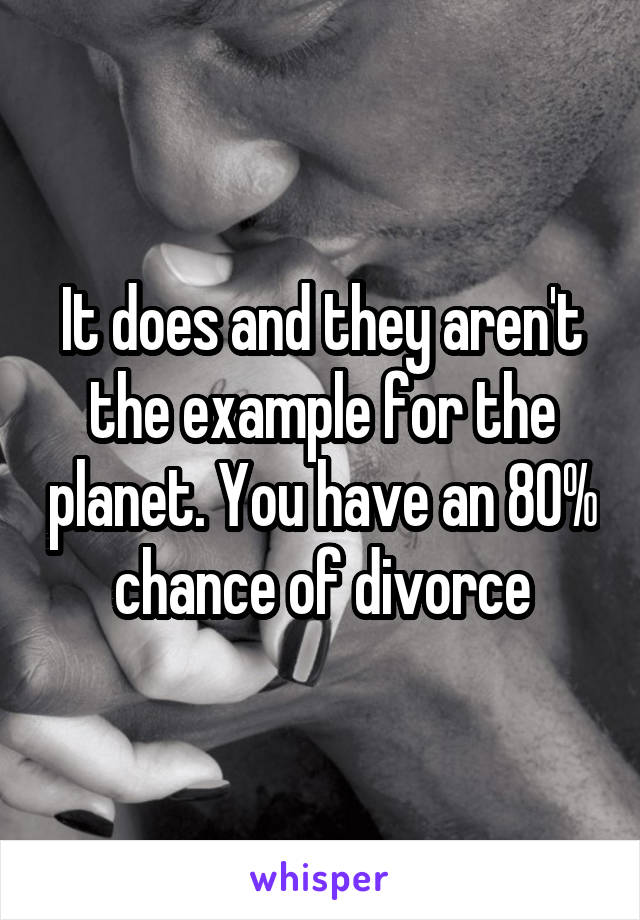 It does and they aren't the example for the planet. You have an 80% chance of divorce