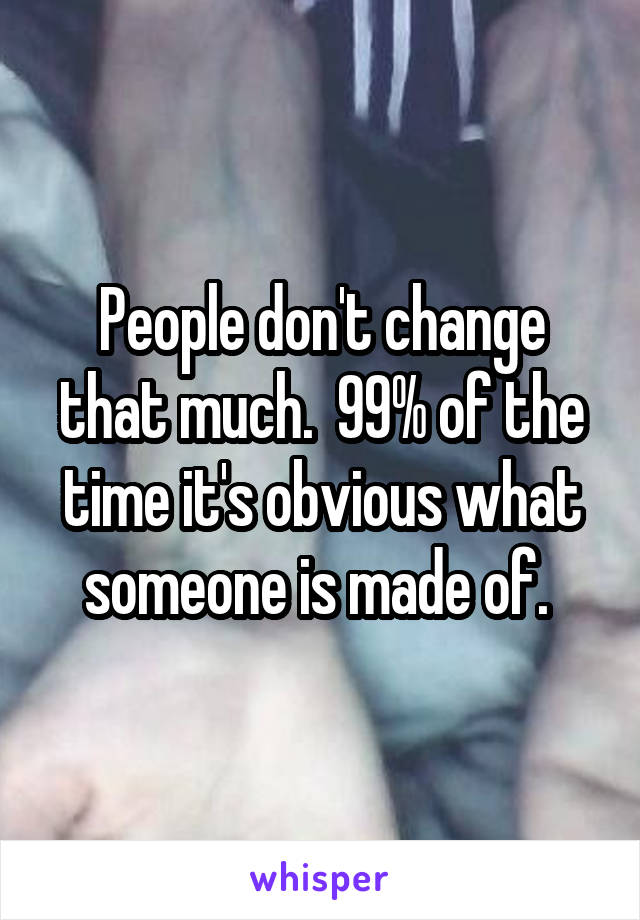 People don't change that much.  99% of the time it's obvious what someone is made of. 