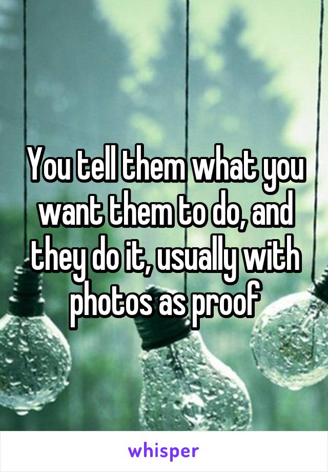 You tell them what you want them to do, and they do it, usually with photos as proof