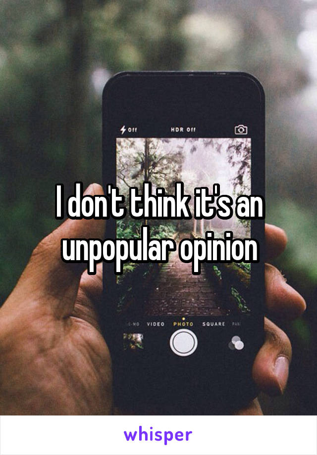 I don't think it's an unpopular opinion