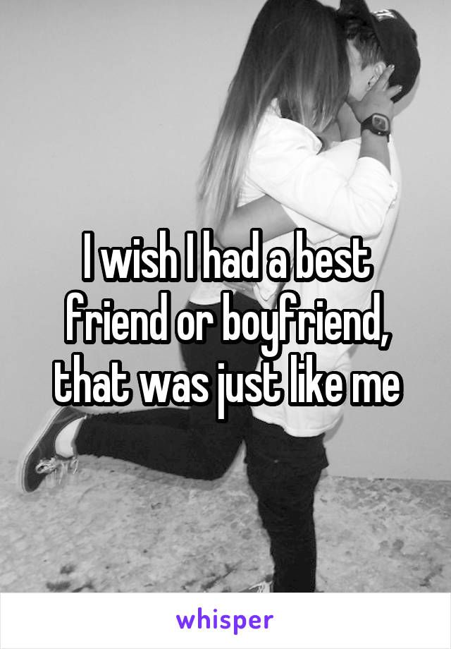 I wish I had a best friend or boyfriend, that was just like me