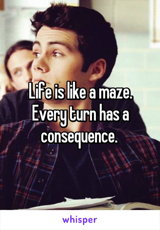 Life is like a maze. Every turn has a consequence. 