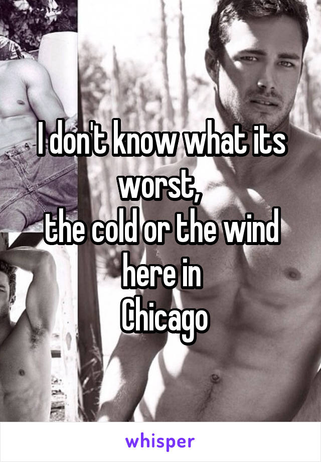 I don't know what its worst, 
the cold or the wind here in
 Chicago