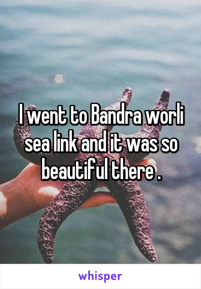 I went to Bandra worli sea link and it was so beautiful there .