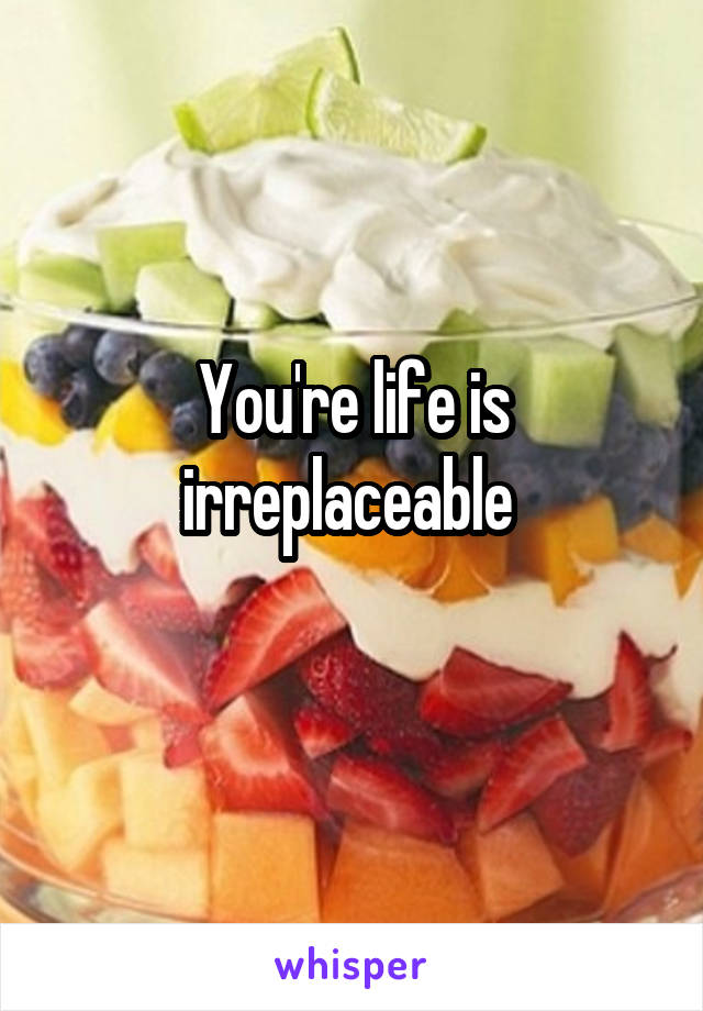 You're life is irreplaceable 
