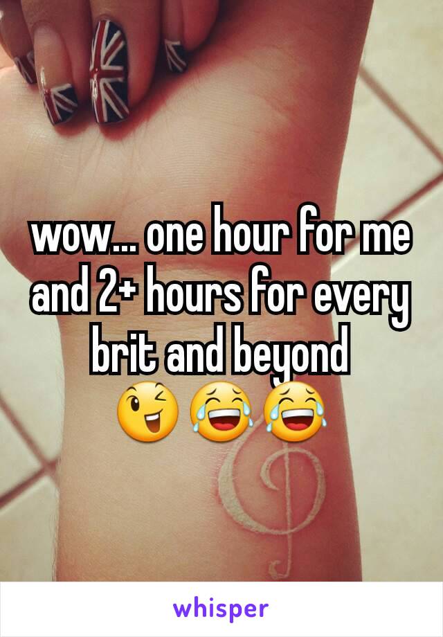 wow... one hour for me and 2+ hours for every brit and beyond
😉😂😂