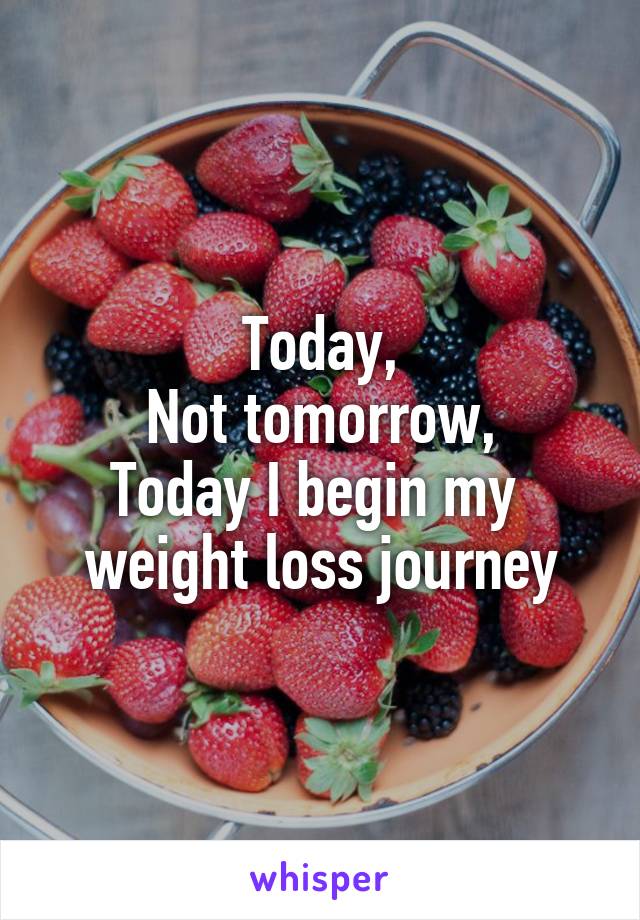 Today,
Not tomorrow,
Today I begin my 
weight loss journey