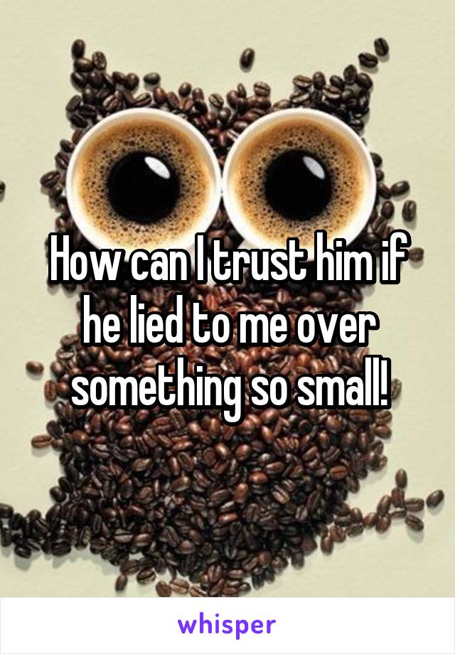 How can I trust him if he lied to me over something so small!