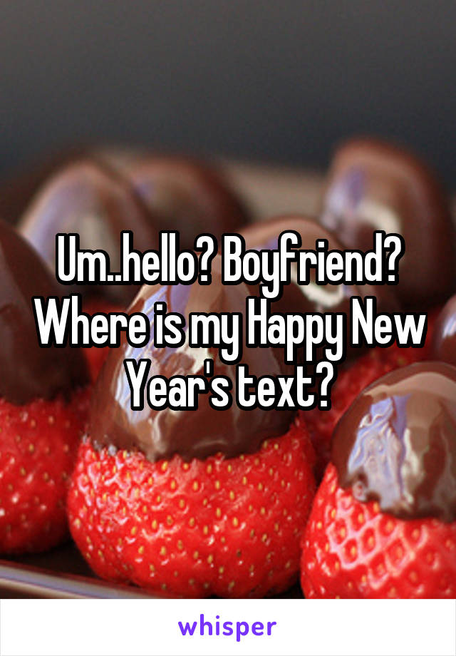 Um..hello? Boyfriend? Where is my Happy New Year's text?