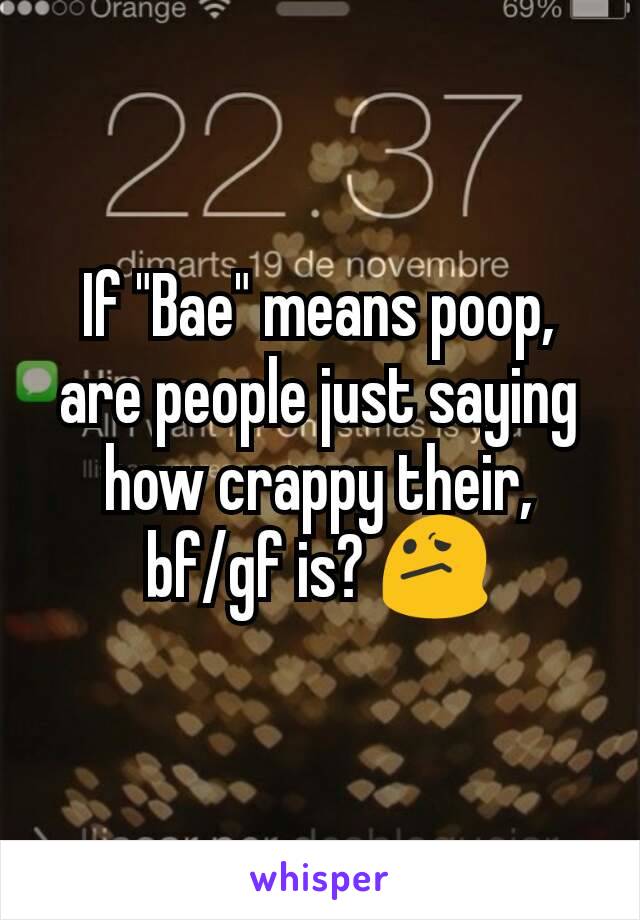 If "Bae" means poop, are people just saying how crappy their,    bf/gf is? 😕