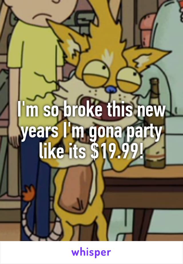 I'm so broke this new years I'm gona party like its $19.99!