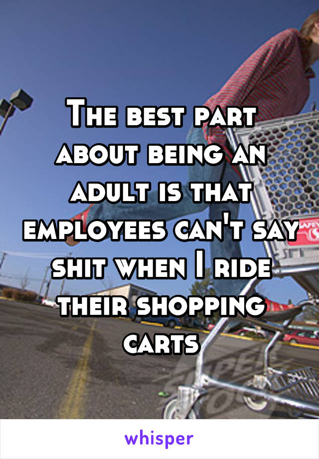 The best part about being an adult is that employees can't say shit when I ride their shopping carts