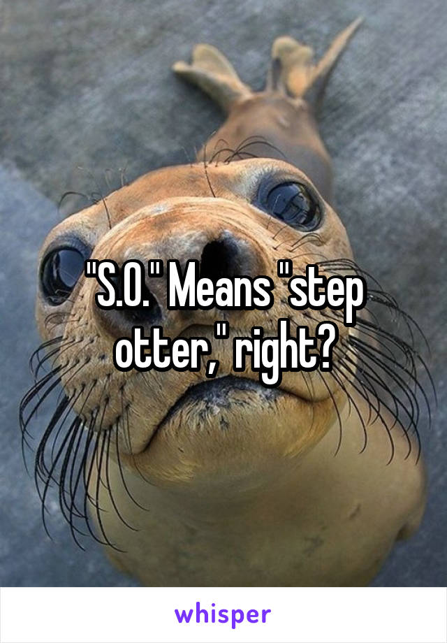 "S.O." Means "step otter," right?