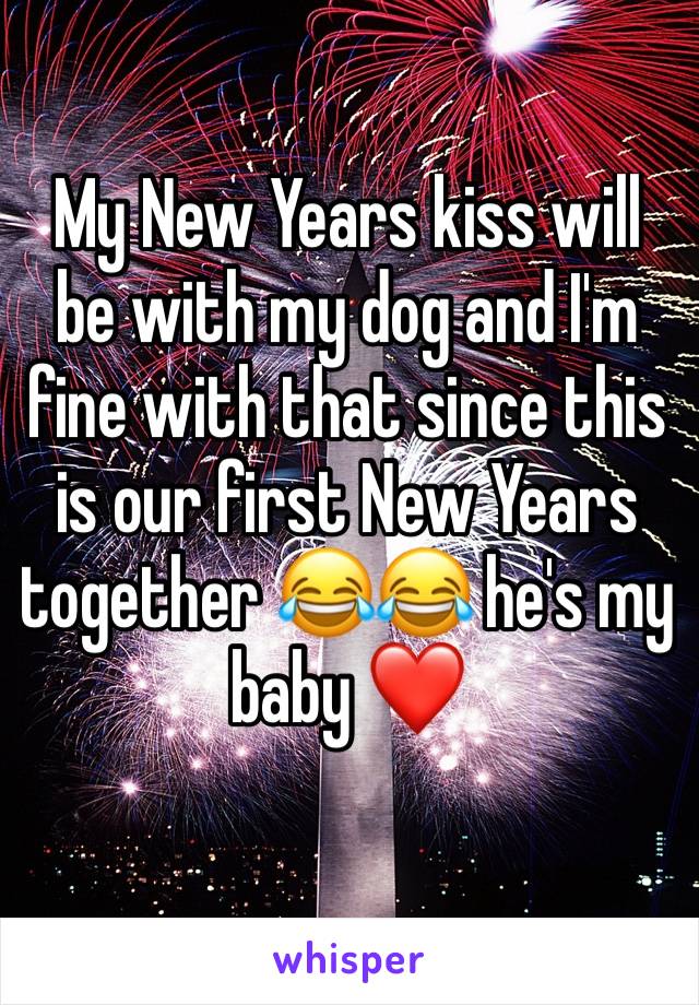 My New Years kiss will be with my dog and I'm fine with that since this is our first New Years together 😂😂 he's my baby ❤️