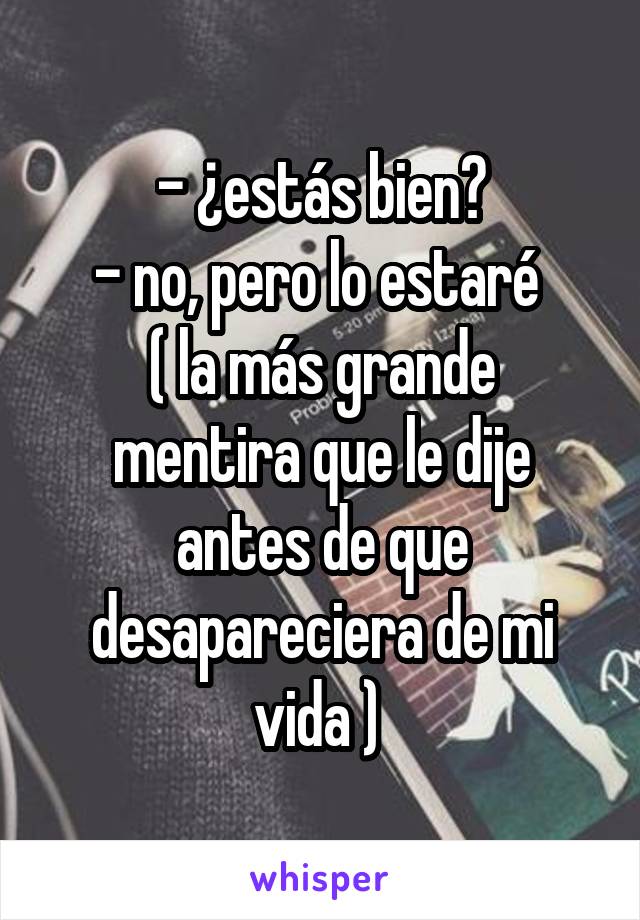 - ¿estás bien?
- no, pero lo estaré 
( la más grande mentira que le dije antes de que desapareciera de mi vida ) 