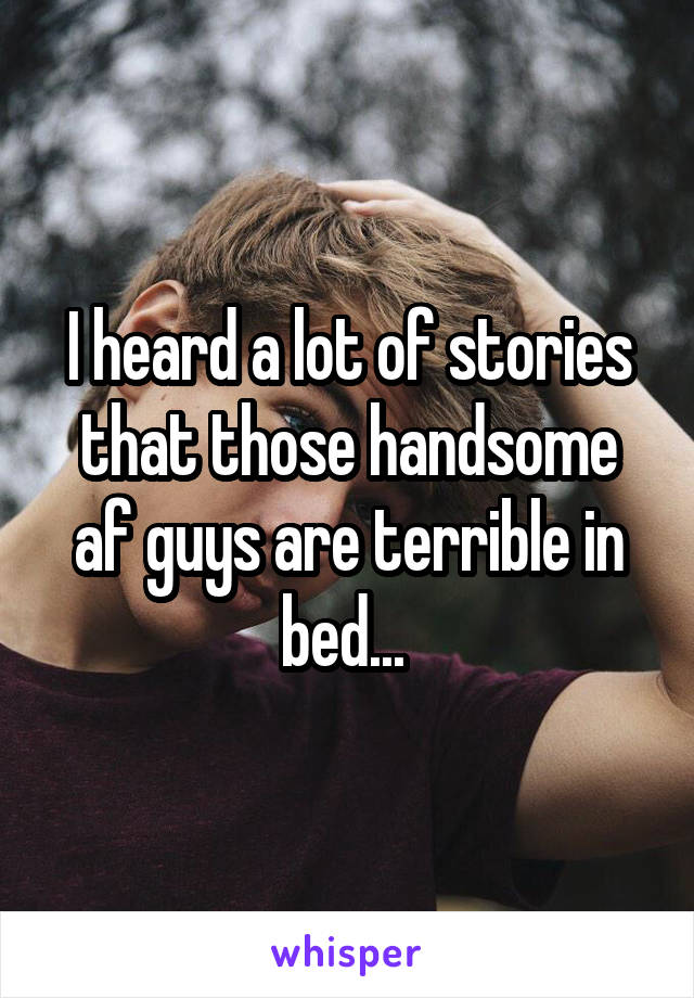 I heard a lot of stories that those handsome af guys are terrible in bed... 