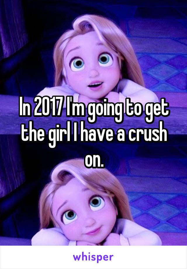 In 2017 I'm going to get the girl I have a crush on.