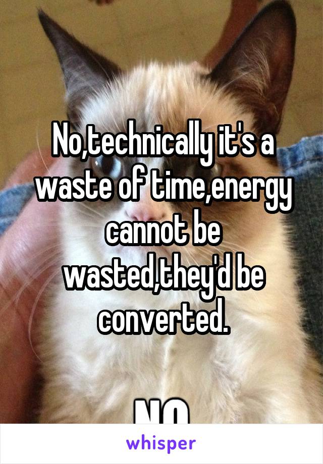 No,technically it's a waste of time,energy cannot be wasted,they'd be converted.