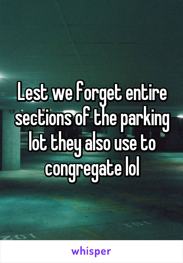 Lest we forget entire sections of the parking lot they also use to congregate lol