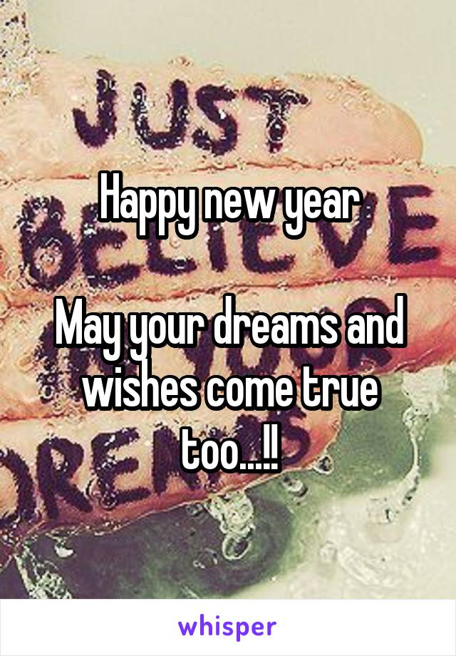 Happy new year

May your dreams and wishes come true too...!!