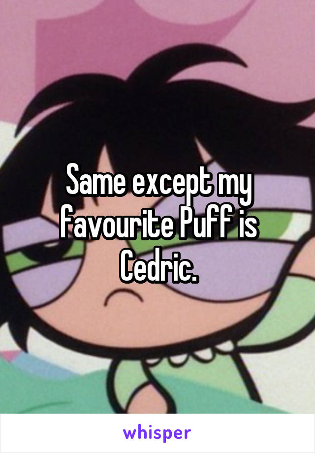 Same except my favourite Puff is Cedric.