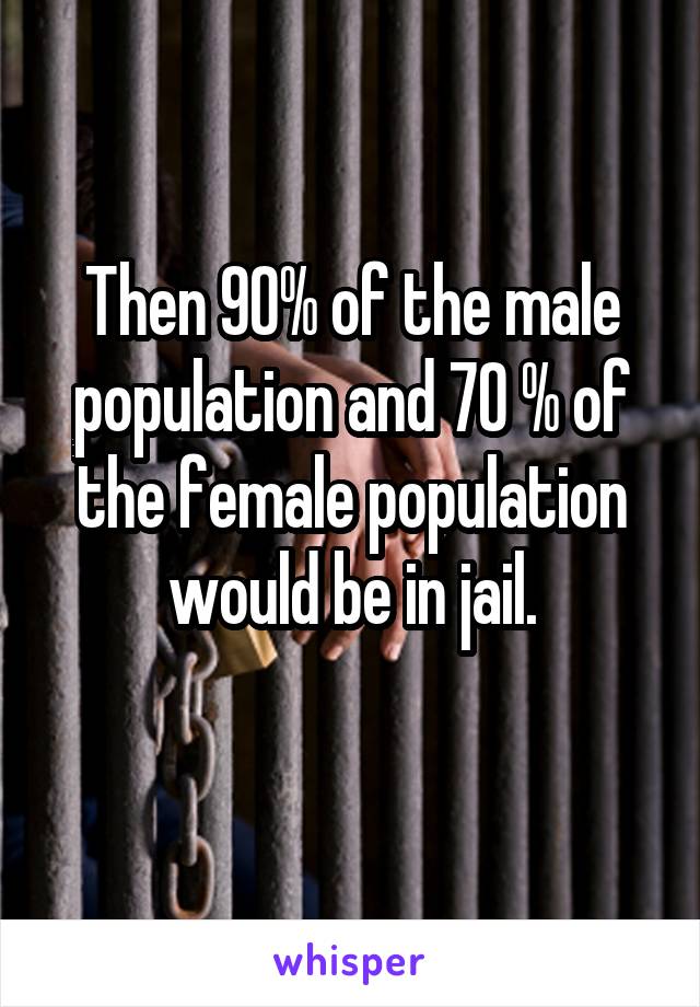 Then 90% of the male population and 70 % of the female population would be in jail.
