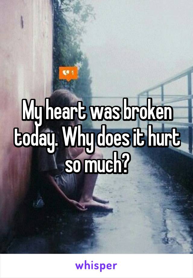 My heart was broken today. Why does it hurt so much?