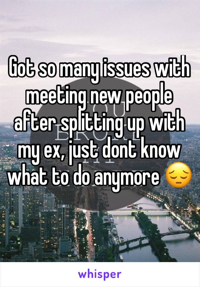 Got so many issues with meeting new people after splitting up with my ex, just dont know what to do anymore 😔