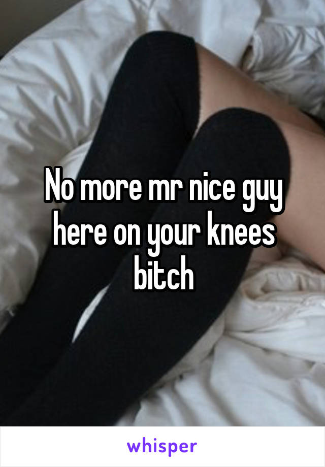 No more mr nice guy here on your knees bitch