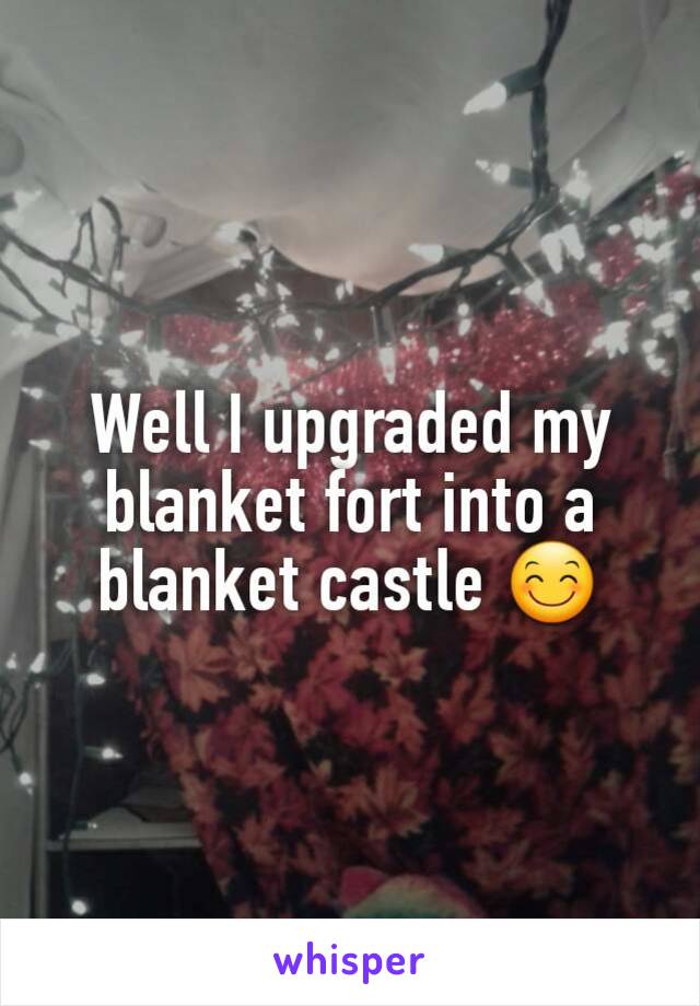 Well I upgraded my blanket fort into a blanket castle 😊